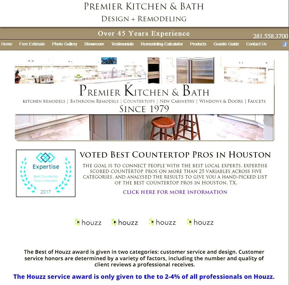 Premier Kitchens original website homepage before SDL redesign